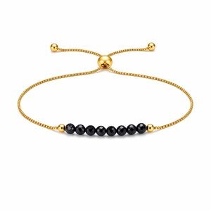 Black Spinel Lariat Bracelet